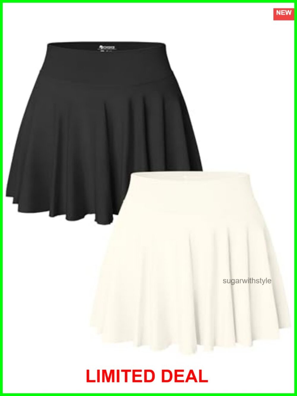Women 2 Pack Seamless Mini Skirt Flowy Flared Stretch Casual